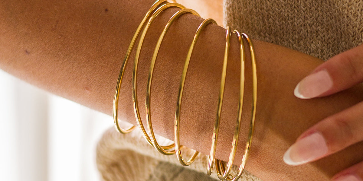 Bracelets Joncs Semainier En Hématite Doré - Neuf Avec étiquettes - Boboho Bijoux