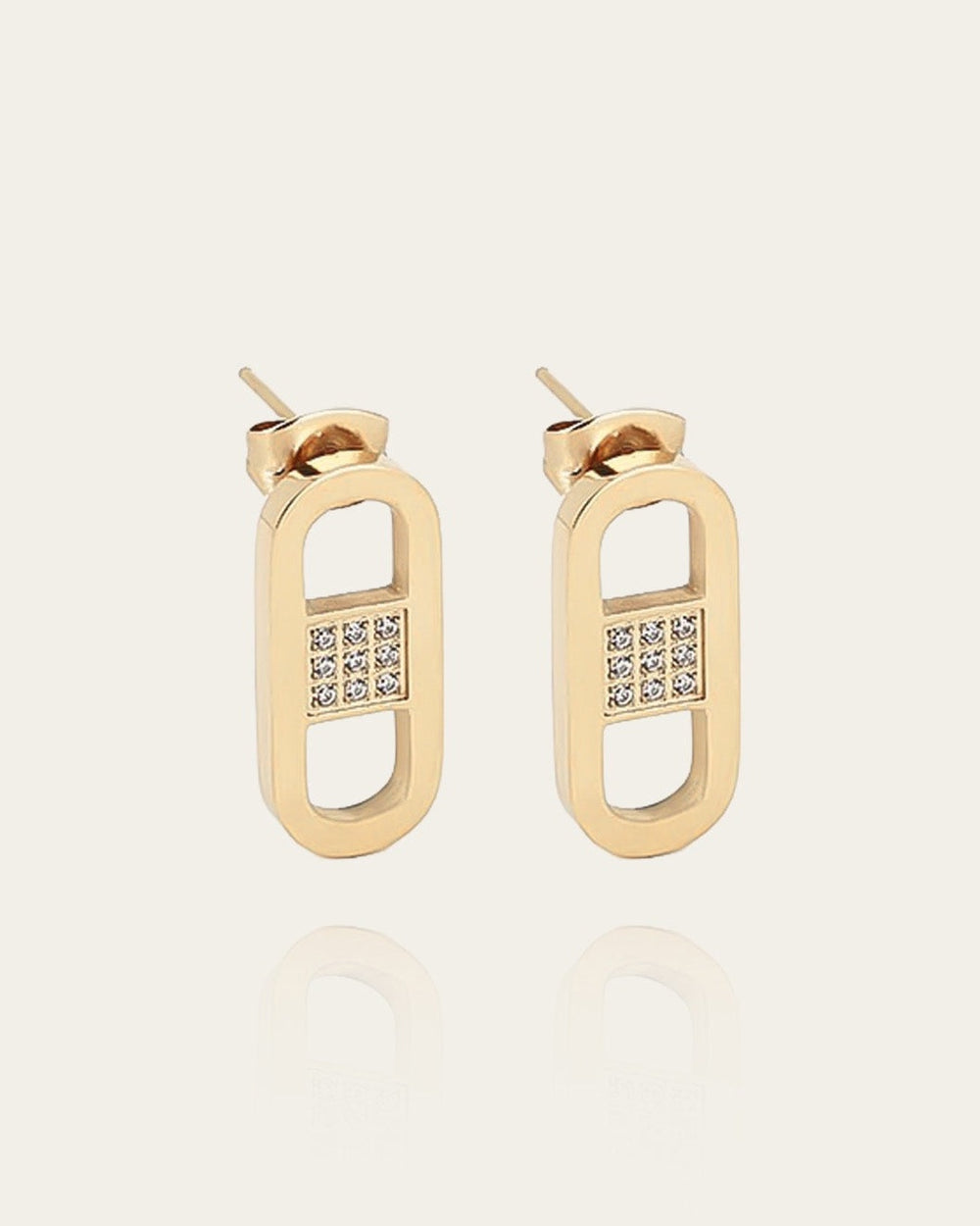 Boucles d'oreilles puces Délia (Acier doré)