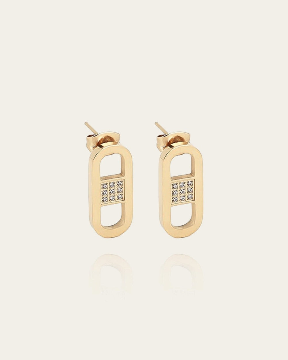 Boucles d'oreilles puces Délia (Acier doré)
