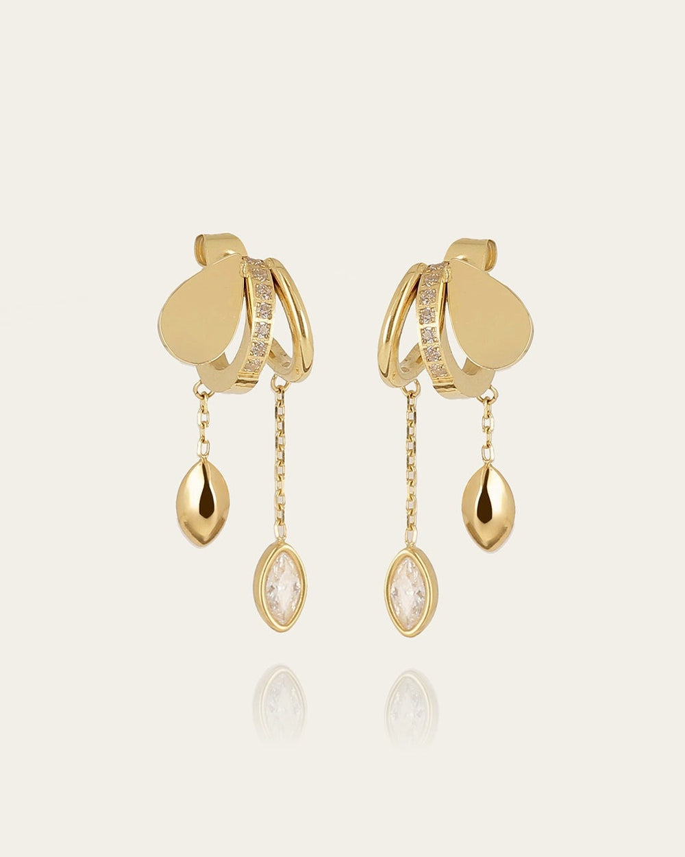 Boucles d'oreilles Dual (Acier doré)