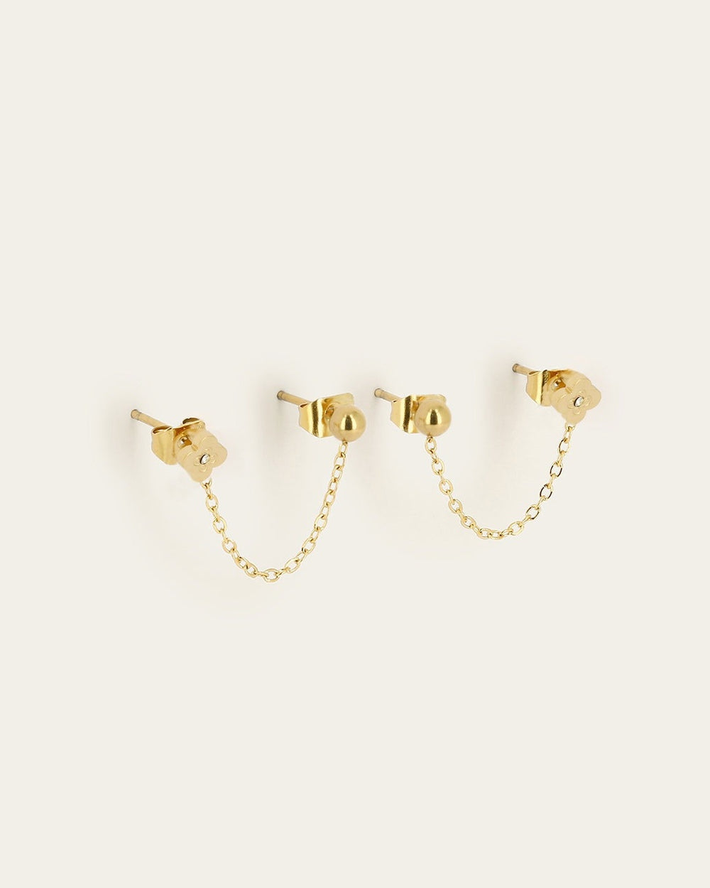 Boucles d'oreilles Chainflowers (Acier doré)