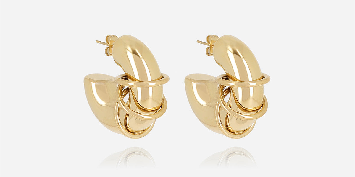 Boucles d'oreilles Sharma (Acier doré)