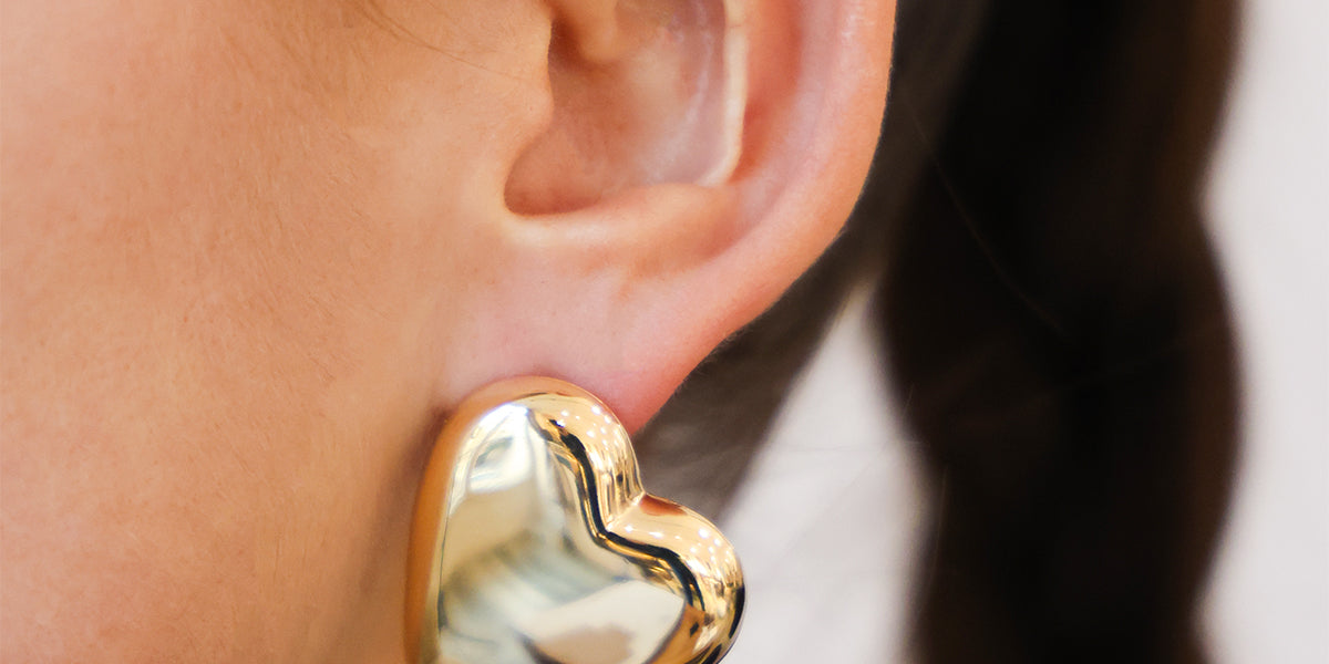 Boucles D'oreilles Gefor - Métal Doré Plaqué Or Et Zircon - Motif Cœur - Neuves Avec étiquettes